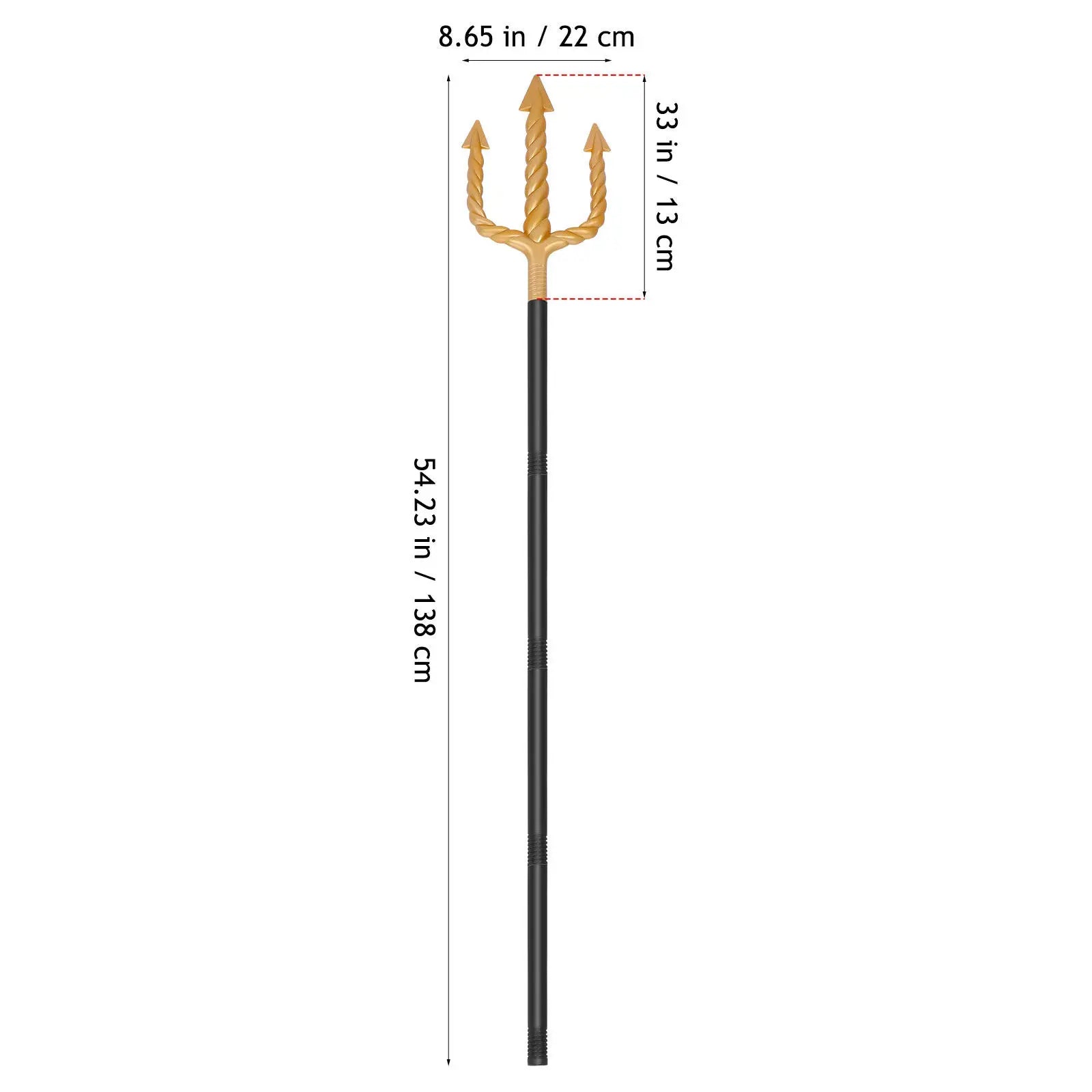 Gold Spiral Devil Trident Prop – Medieval Halloween Costume Staff
