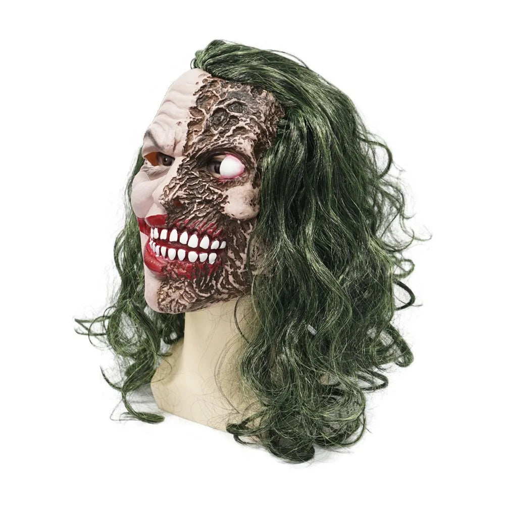 Latex Mask Costume Clown Mask Green Hair Halloween Adult Costume for Garden - View 3