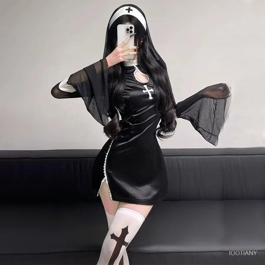Women's Nun Gothic Sexy Tempting Uniform Horror Movie Prop Costume