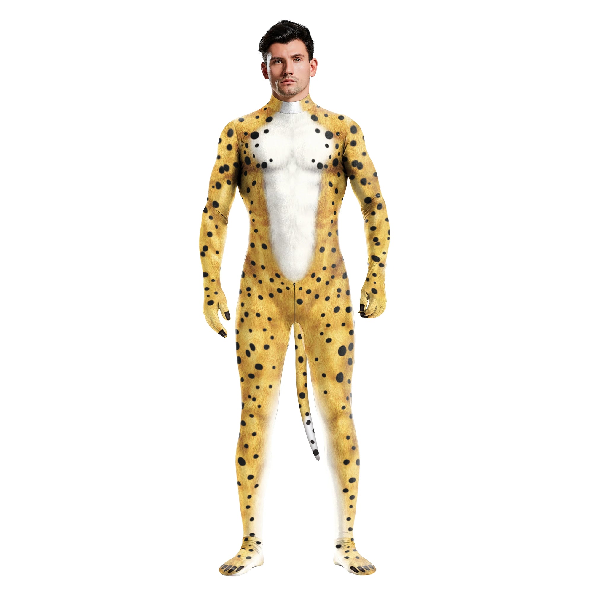 Full Cover Elastic Zentai Pet Suit Jumpsuit Print Catsuit Bodysuits Tail Purim Pet - 1021 / XXXL