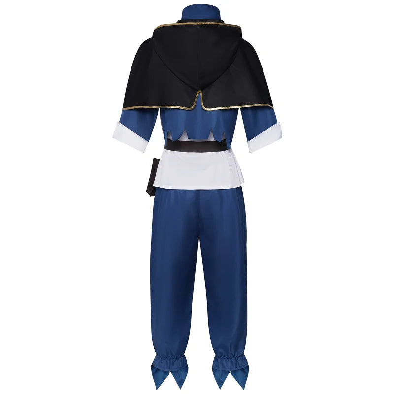 Anime Costume Asta Costume Black Cloak Blue Top Pants Set Four-leaf Clover Outfit for Men - Costume Set / S