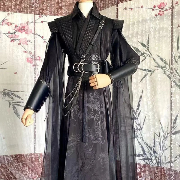 Dark Black Gothic Moran Costume Men's Crowley Suit Niche Halloween Anime Costume Comics - full set / XL