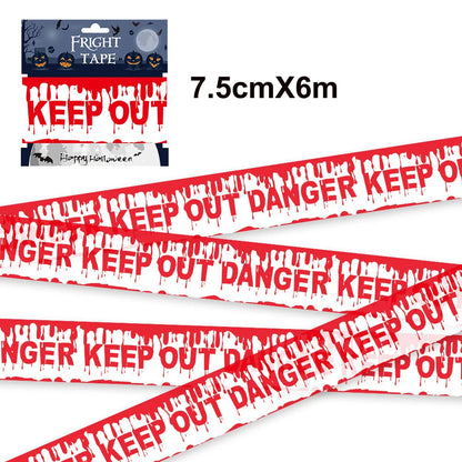 Halloween Decoration Caution Tape Window Prop Skull Zombie Warning Tape Signs Halloween Props Party Favors Haunted House Décor