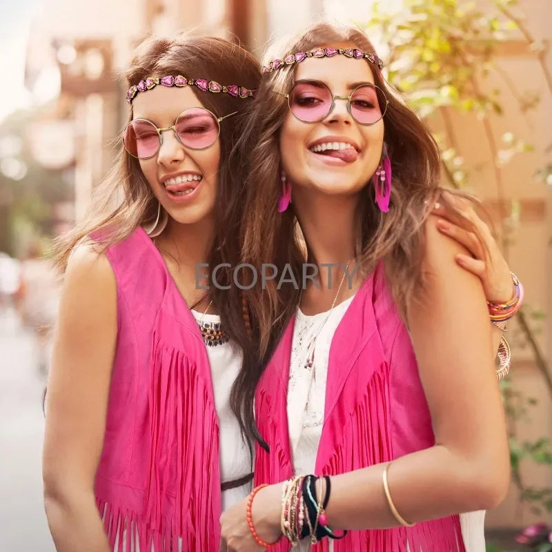 70s Costume for Women Disco Outfits Hippie Accessories Fringe Vest Boho Flared Pants Set New Style Cosplay - product image 3