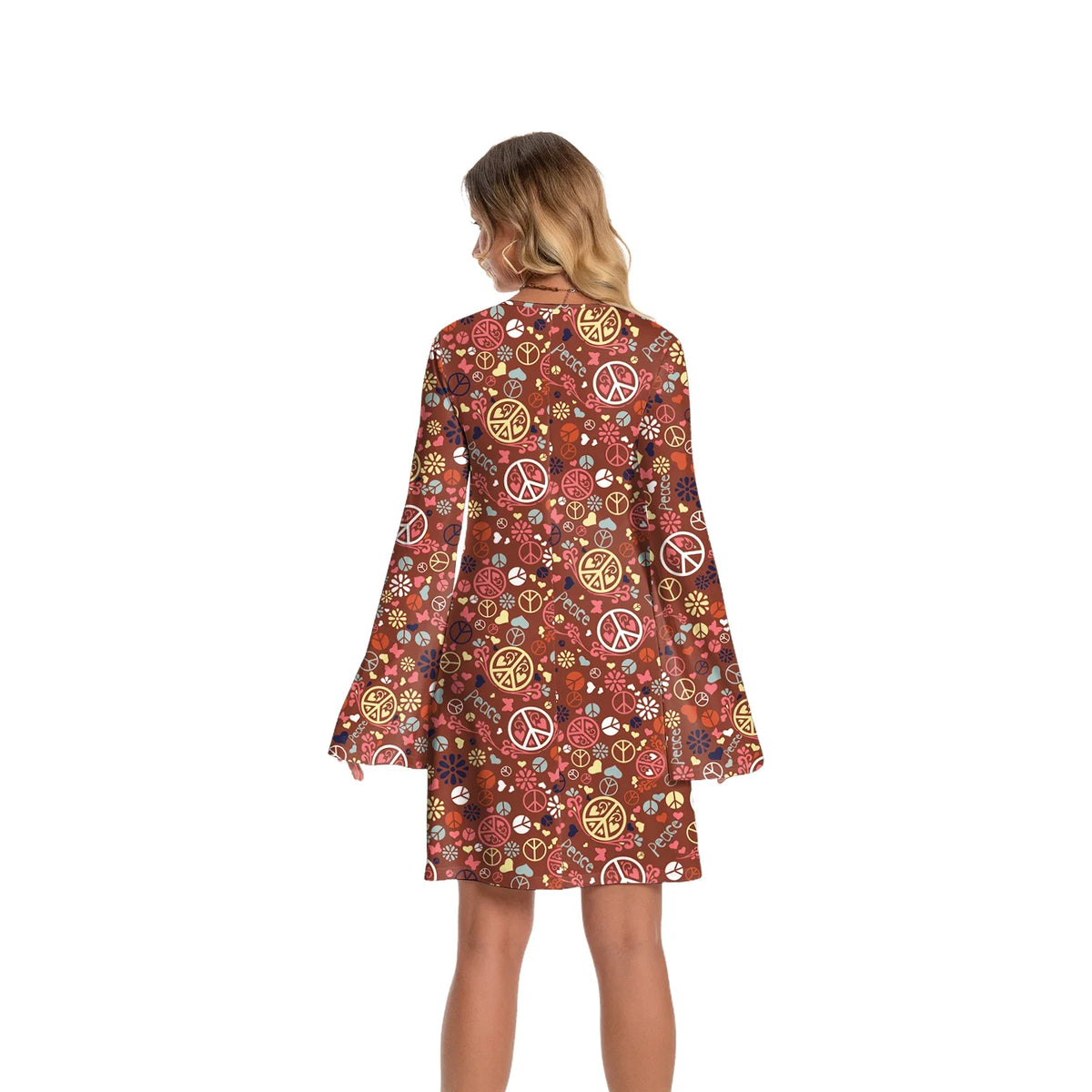 Hip Hop Brown Floral Printing Costume Dress for Women - product image 3
