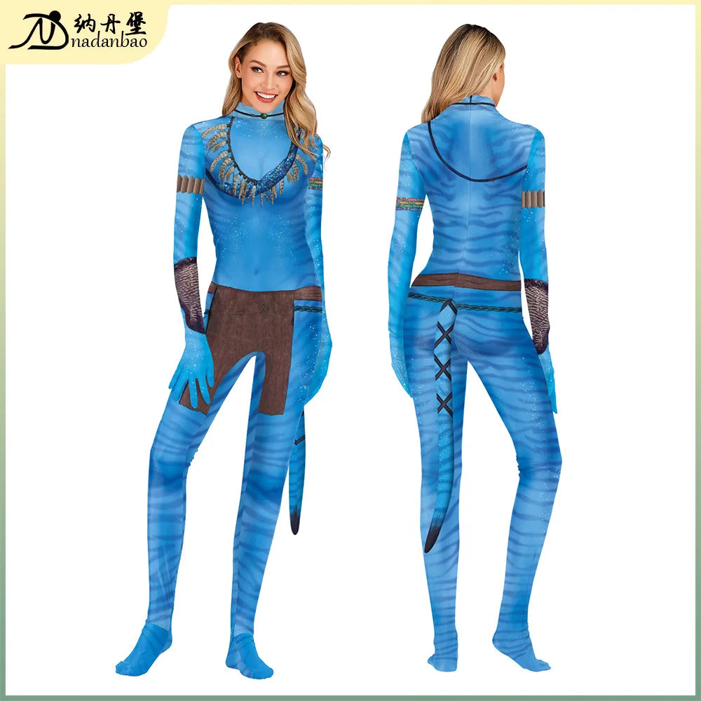 Avatar Costume Women and Men Couple Family Girl Bobysuit Jumpsuit Alien ClothingThe Way of - women / L 180(170-180cm)