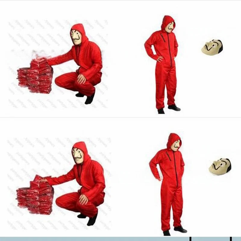 Women's Clown Red Paper Mache House Jumpsuit Suit Ethnic Costume - alternate view 3