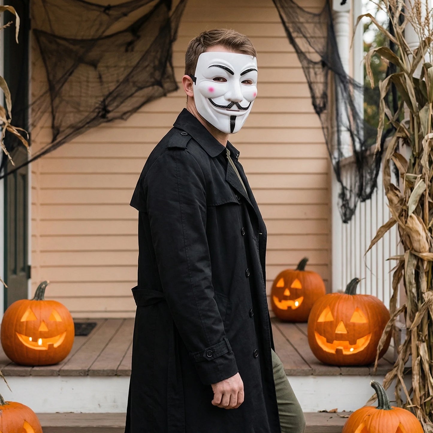 2PCS / SET Classic Anonymous Style Mask Full Face Costume Mask for Men Women Halloween - View 3