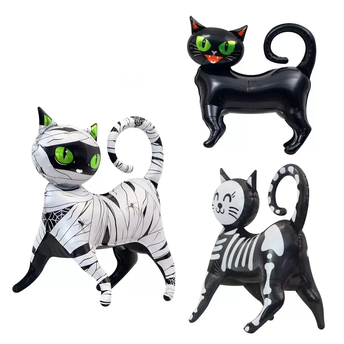 Halloween party decoration with black cat, aluminum foil balloons, 4D - product image 4