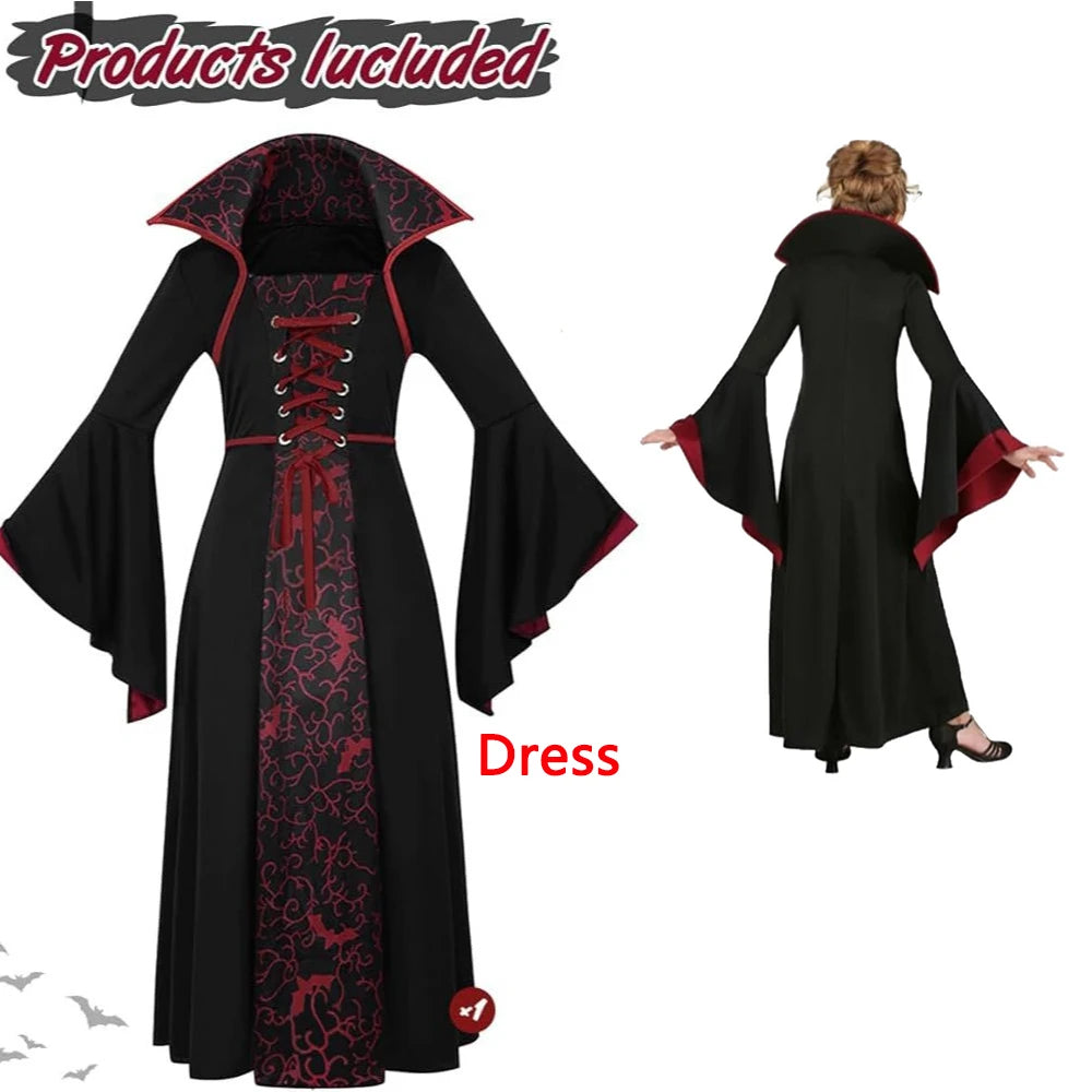 Kids Spooky Ghost Bride Fancy Dress Floral Print High Neck Flare Sleeve Gown - product image 10