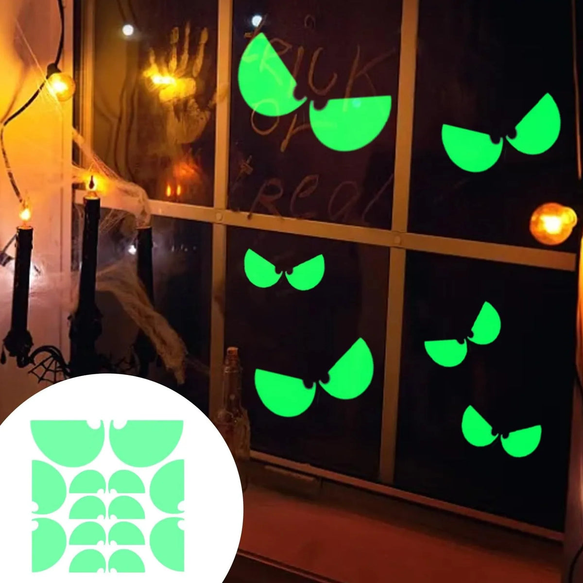 Glow-in-the-Dark Scary Eyes Halloween Wall Decals