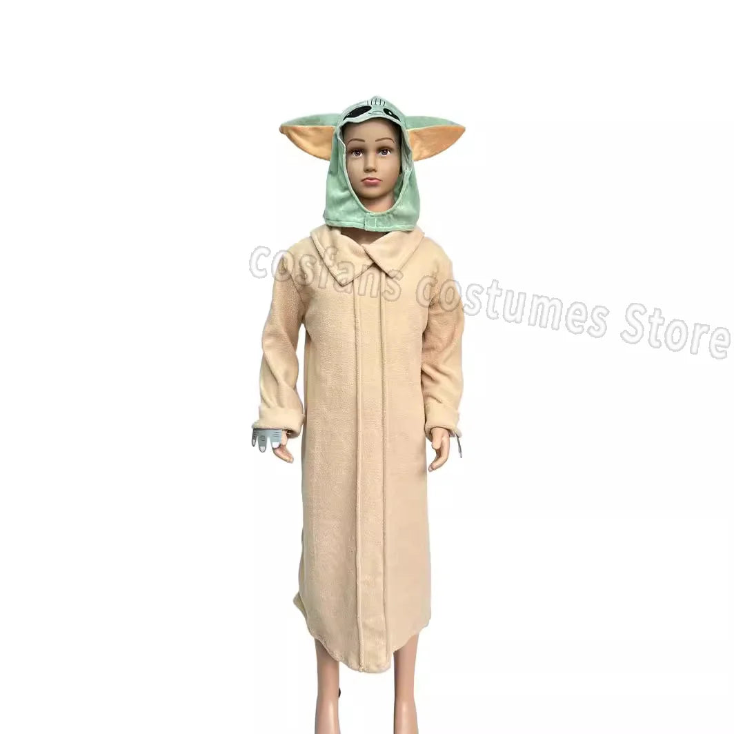 Alien Yuda Baby Hat Costume Halloween Mandalorian Robe Cloak Costume Cute Disguise for - Khaki / S