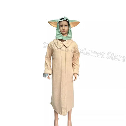 Alien Yuda Baby Hat Costume Halloween Mandalorian Robe Cloak Costume Cute Disguise for - Khaki / S
