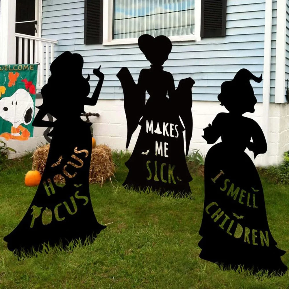 Halloween Iron Art Witch Signs Frame Silhouette Decor Home Decor Outdoor Garden Black Hocus Pocus Magic Witches