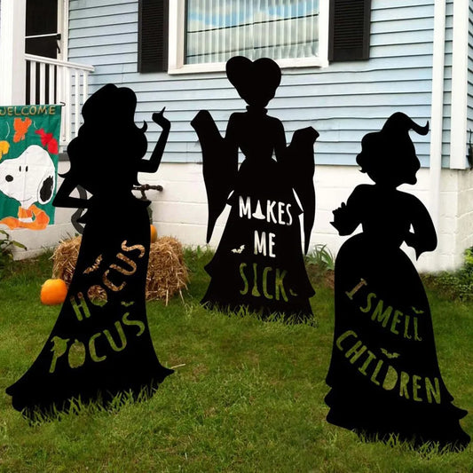 Halloween Iron Art Witch Signs Frame Silhouette Decor Home Decor Outdoor Garden Black Hocus Pocus Magic Witches
