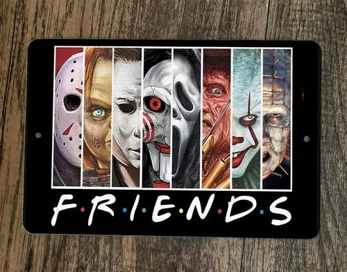 Horror Halloween Friends Icons  Metal Wall Sign Poster