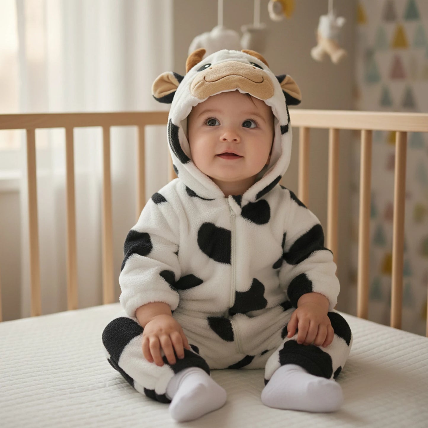 Halloween Costumes Baby Romper Sleeve Hooded Fall Bodysuit Cow Costume Halloween for - A / 73CM