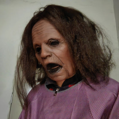 Halloween Lady Mask Realistic Old Man Mask Creepy Human Latex Masks Scary Screaming - View 5