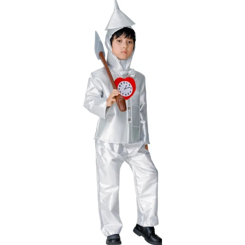 Tin Man Costume Men Kids Funny Metallic Suit Tinman Movie Outfit Robot Cosplay Armor Clown Circus - product image 2