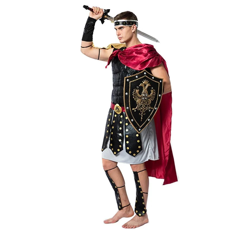 Male Roman Gladiator Soldier Costume Halloween Costume Soldier Warrior Armor Spartan - View 5