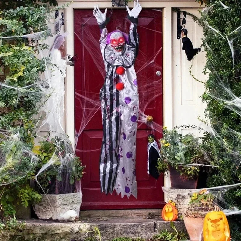 Halloween Electric Vocal Clown Pendant Home Glow Lifelike Hanging Ghost Decoration Spooky Kid Hanging From A - product image 3