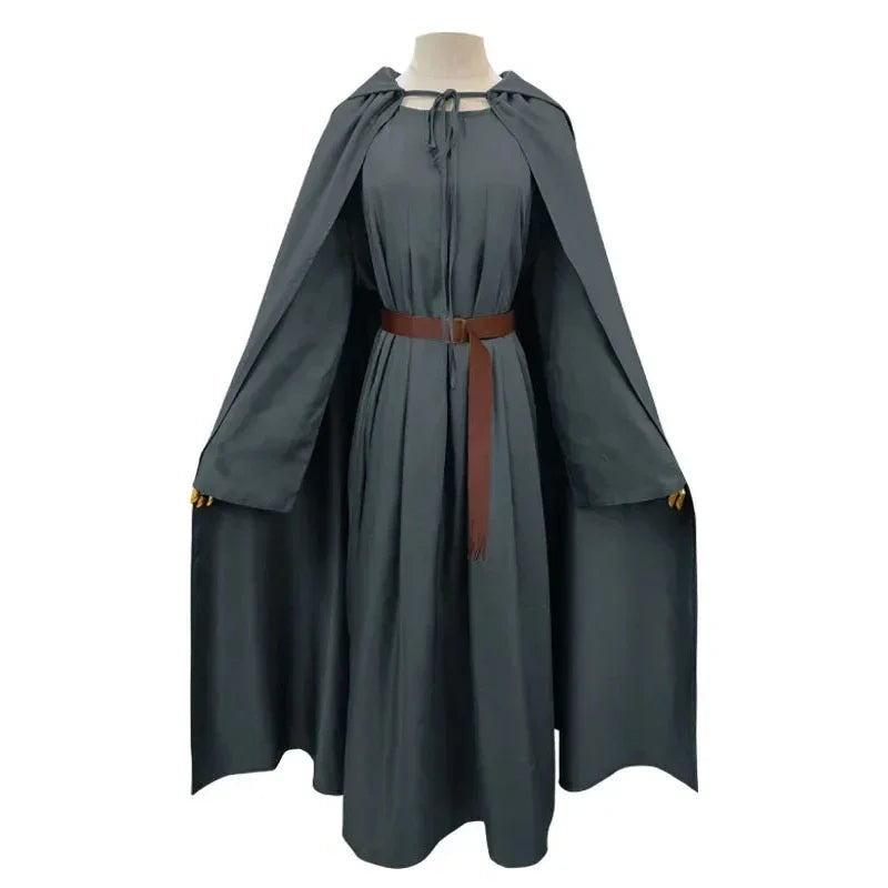 Gandalf Costume Cloak Hat Movie Sorcerer Uniform Accessories Halloween Full Set - Costume A / XXL