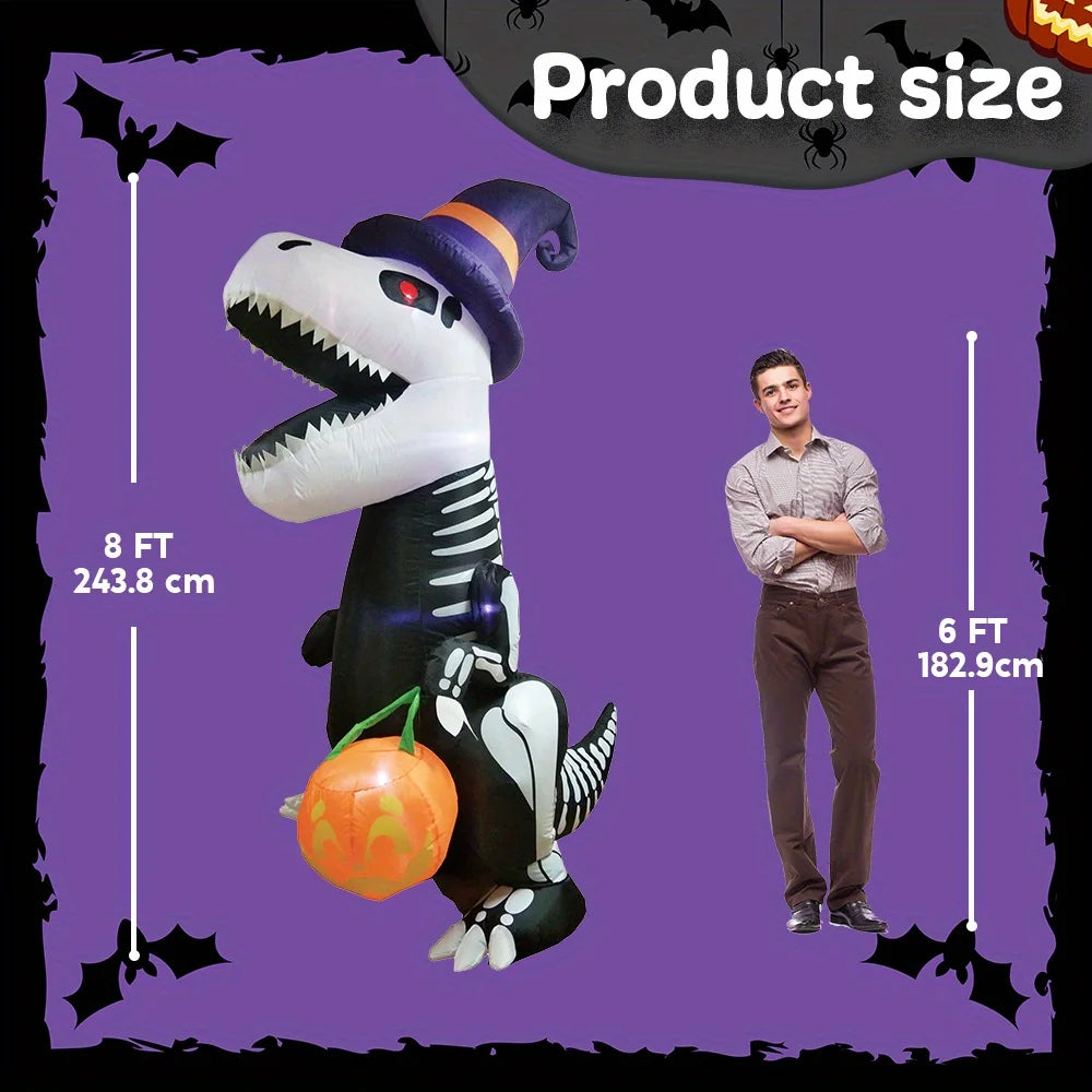 Skeleton Pumpkin Halloween Decoration - Inflatable - 8 FT Skeleton Dinosa - product image 4