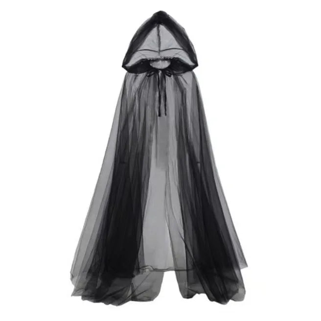 Halloween Cloak Thin Mesh Long Hooded Vampire Bride Shawl Party Festival - product image 7