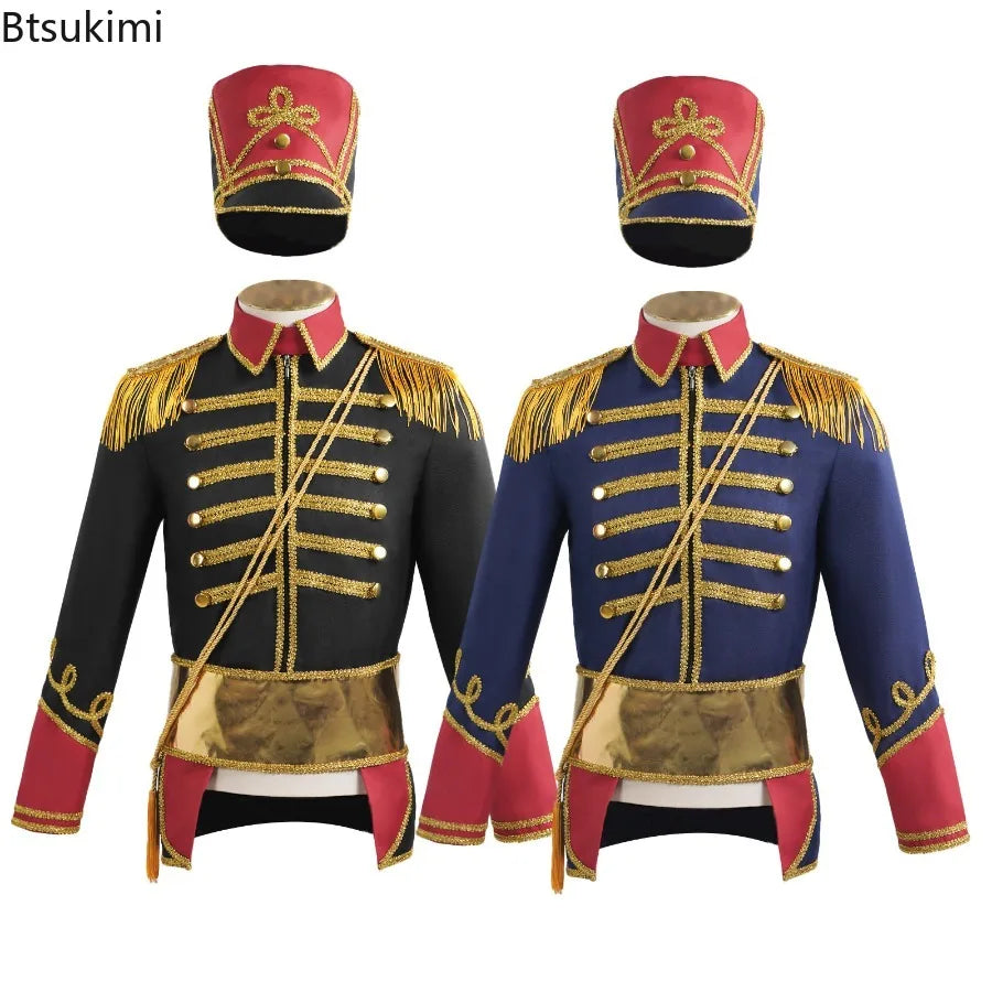 Medieval Royal Military Costume Uniform Coat Colonial Tuxedo Halloween Court Jacket Adult - Blue / XXXL