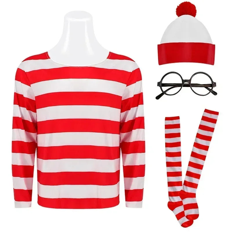 Red Striped Explorer Striped Shirt Youth Boys Striped Explorer Costume Shirt Glasses And