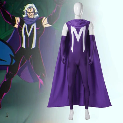 Anime Magneto Costume 97 X Costume Disguise for Men Male Adult Jumpsuit Glove Halloween - H175 / XXXL