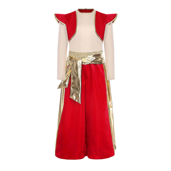 Boys Mythical Aladin Arabian Prince Lamp Elf Costume Halloween Outfit Shirt Top and - Royal Blue A / 12