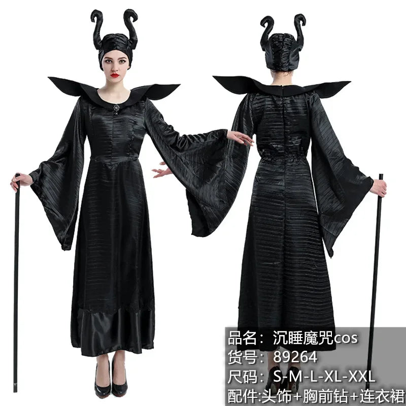 Women's Horned Dark Fairy Queen Witch Horns Hat Evil Demon Queen Costume - alternate view 4