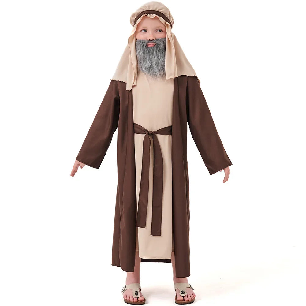 Saint Joseph Costume for Boys | Biblical Nativity Robe & Beard