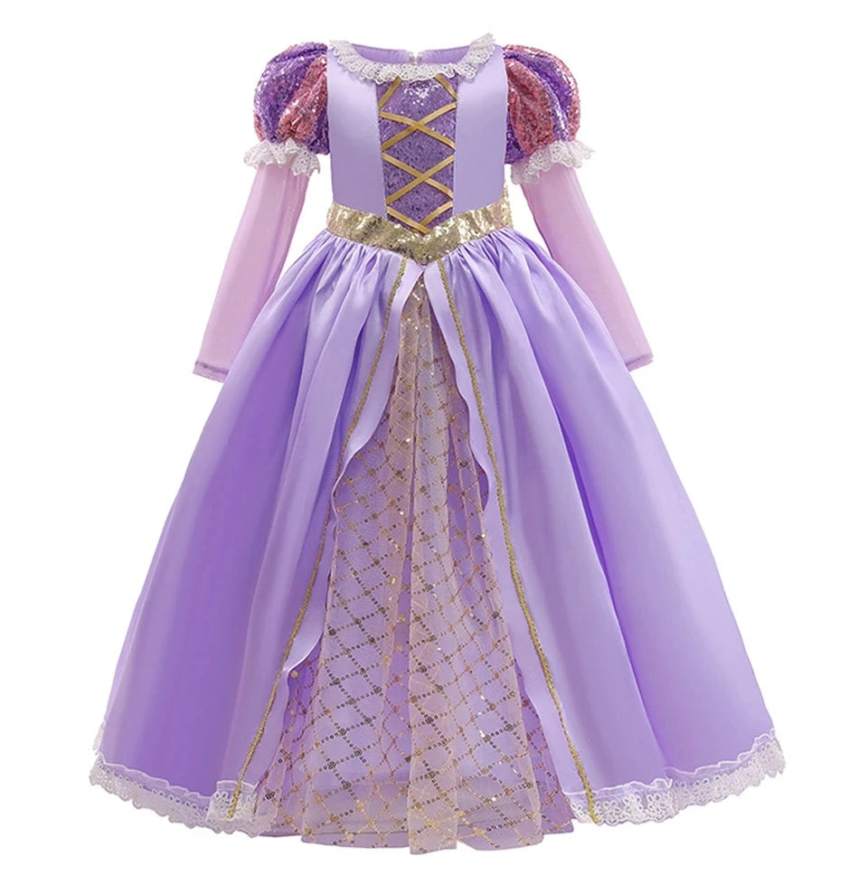 Kids' Princess Long-Haired Tower Princess Snow Kingdom Princess Ice Queen Princess Birthday Costume - alternate view 10
