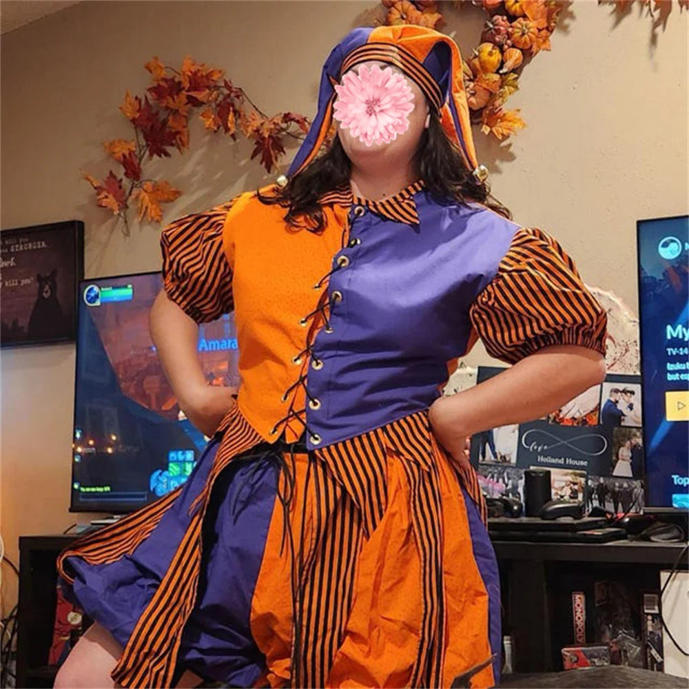 Renaissance Court Jester Costume Suit Medieval Jester Circus Clown Costume Women Men Adult - Color 1 / M