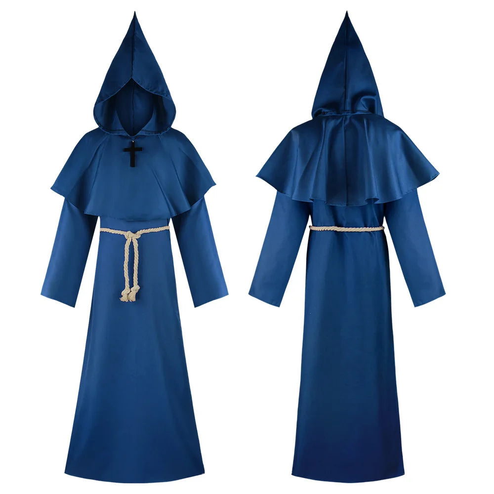 Halloween Grim Reaper cosplay costume Five Ghosts Costume Medieval Friar's Robe Monk Clothes Witch Priest Cos - product image 6