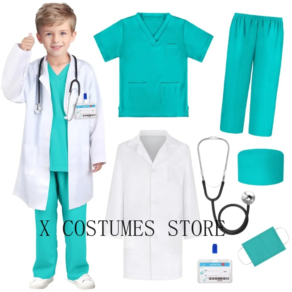 Kid's Doctor Costume Nurse Costume Nurse Suit Doctor's V Neck Surgical Suit Boys