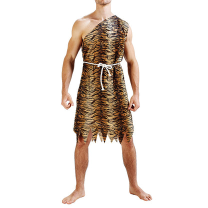 Combhasaki Adult Unisex Halloween Caveman Costume for Women / Men Leopard Print Costume - View 3