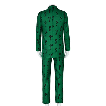 Halloween Costume Villains Riddler Costume Joker Outfit with Hat Adult Men Green Jacket - SET / XXL