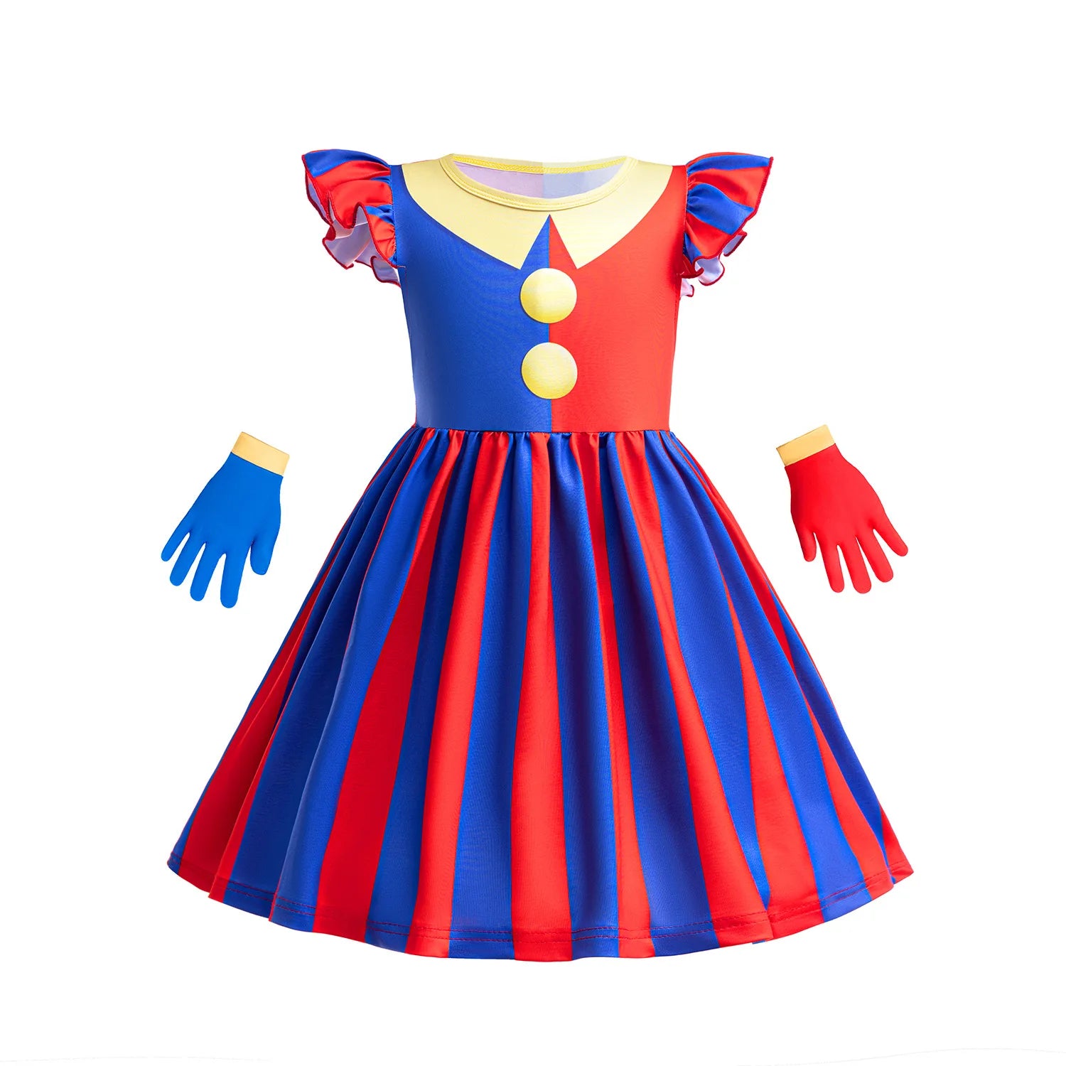 Pomni Halloween Costume for Kids the Amazing Digital Circus Character Derss Gloves and - Clown Dress C / 110(3Y)