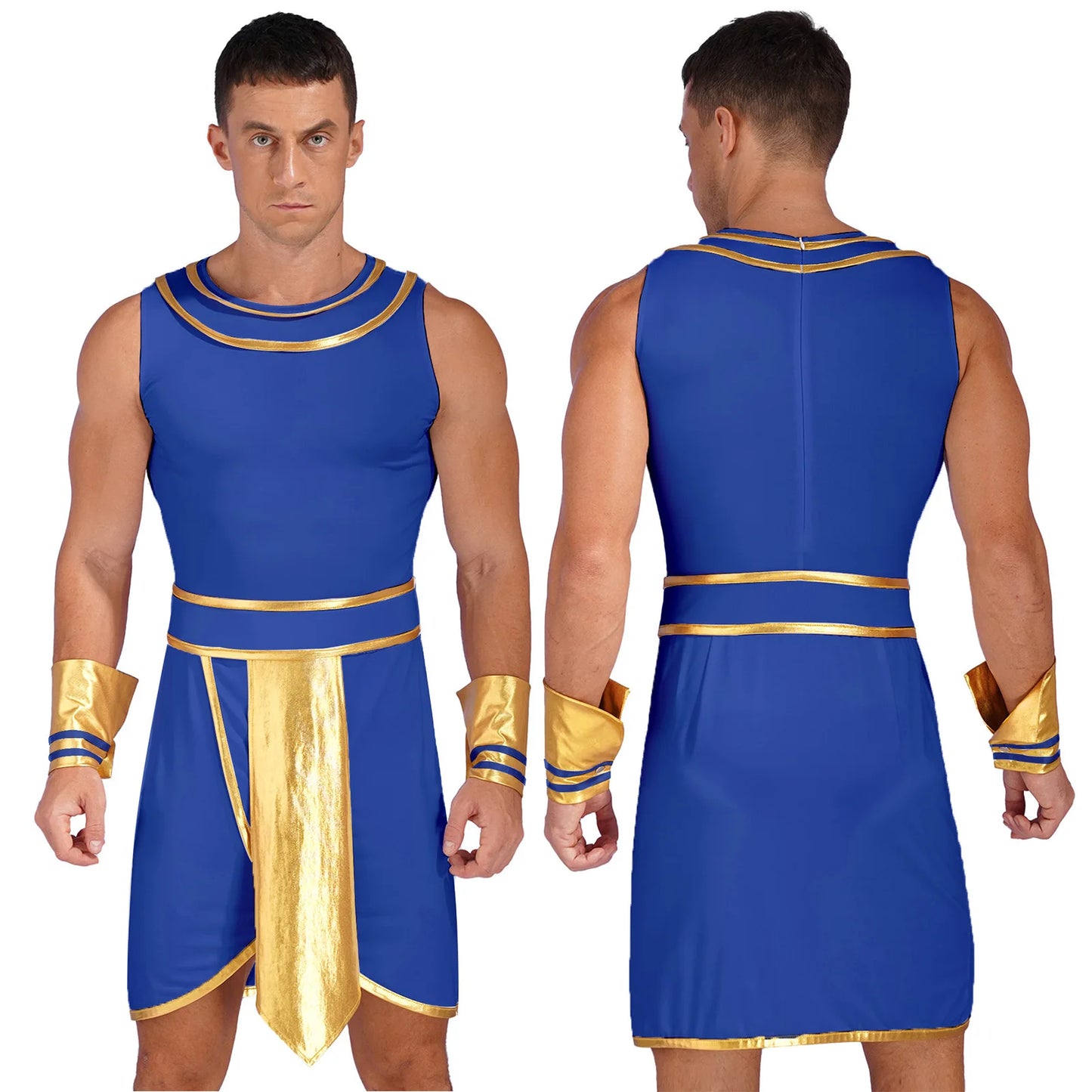 Men's Egyptian Ancient Greek Pharaoh Toga and Sleeves Metallic Costume - alternate view 7