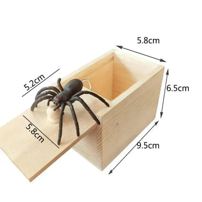 Tricky Fake Spider With Small Wooden Box Prank Joke Toy Haunted House Horror Props Kids Gift Halloween Party - product image 6