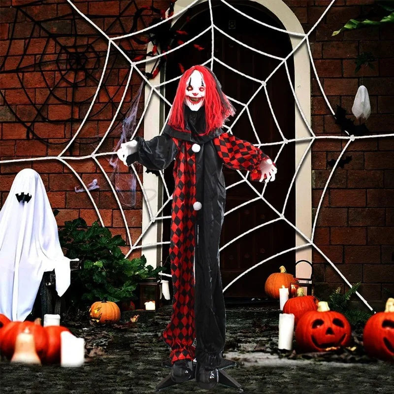 Voice-Activated Glowing Ghost Clown Halloween Decoration – Haunted House Prop