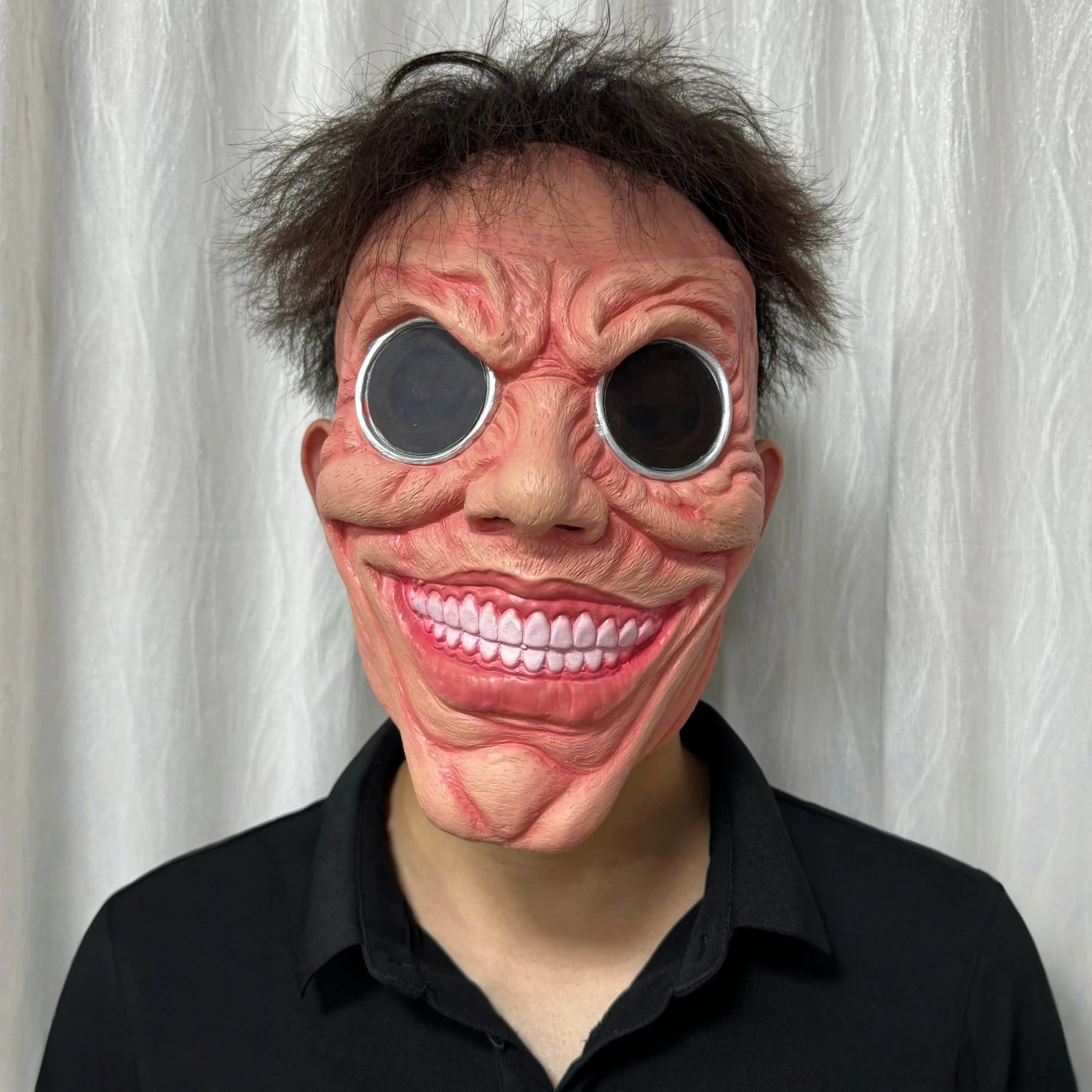 Scary Smile Black Hole Half Face Mask Horror Halloween Costume Mask Creepy Costume Props - View 7