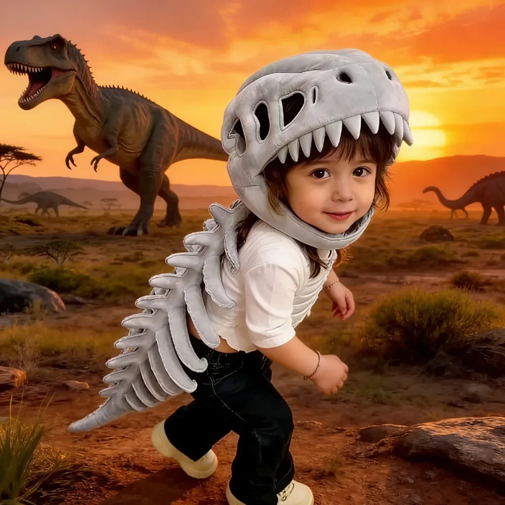 New Dinosaur Plush Hat Cartoon Skeleton Headgear Halloween Costume Funny Soft Doll Celebrity Style Surprise - product image 7