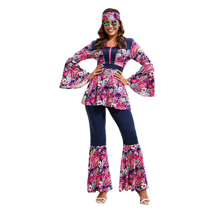 60s 70's Disco Costume for Women Men Couple Hippie Disco Cosplay Costume Up for Adult Hippie Rock Disco Night - product image 9