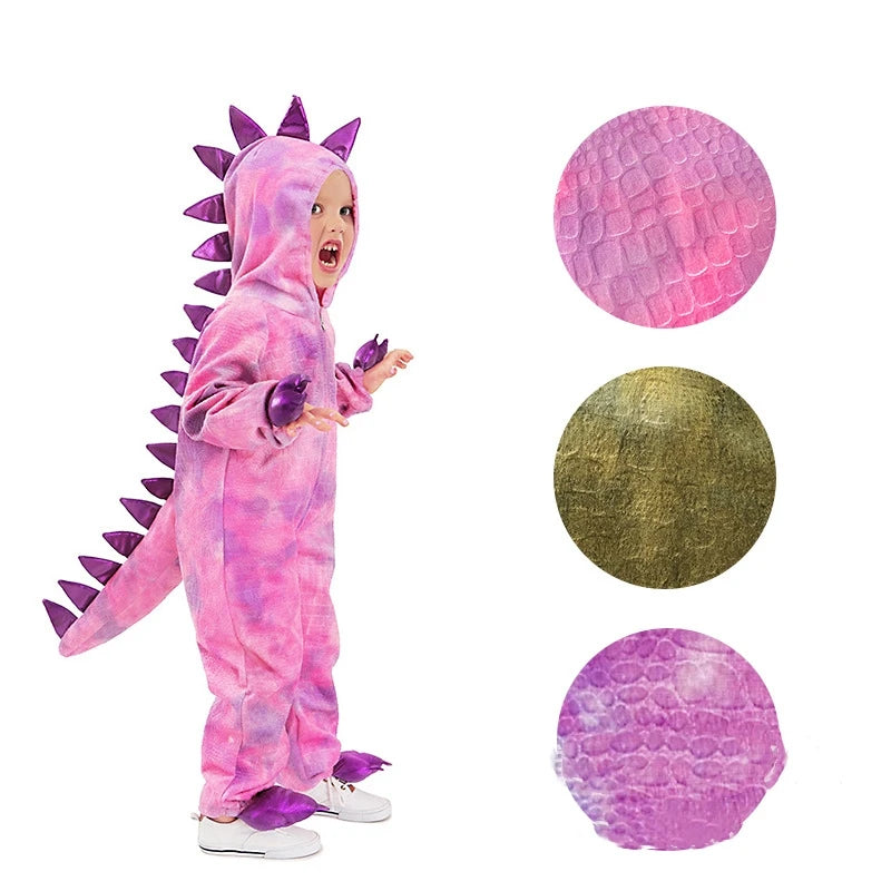 Cute Dinosaur Costume Tyrannosaurus Rex Cartoon Hooded Bodysuit Halloween Stage Animal Play Clothes Party - product image 2