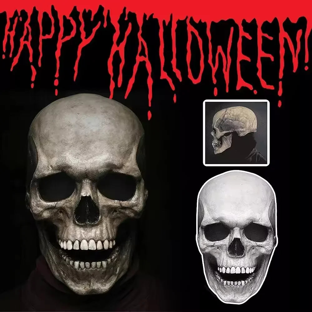 Halloween Horror Mask 3D Reality Full Head Skull Jaw Helmet Latex Scary Skeleton Mask Carnival Cosplay - product image 2