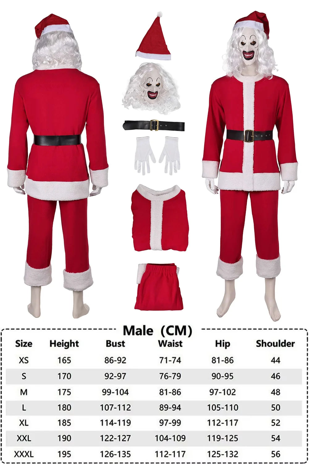 Art the Clown Terrifier Costume Dress Outfit Latex Masks Kids Adult Men Women Roleplay - Costume B / 110